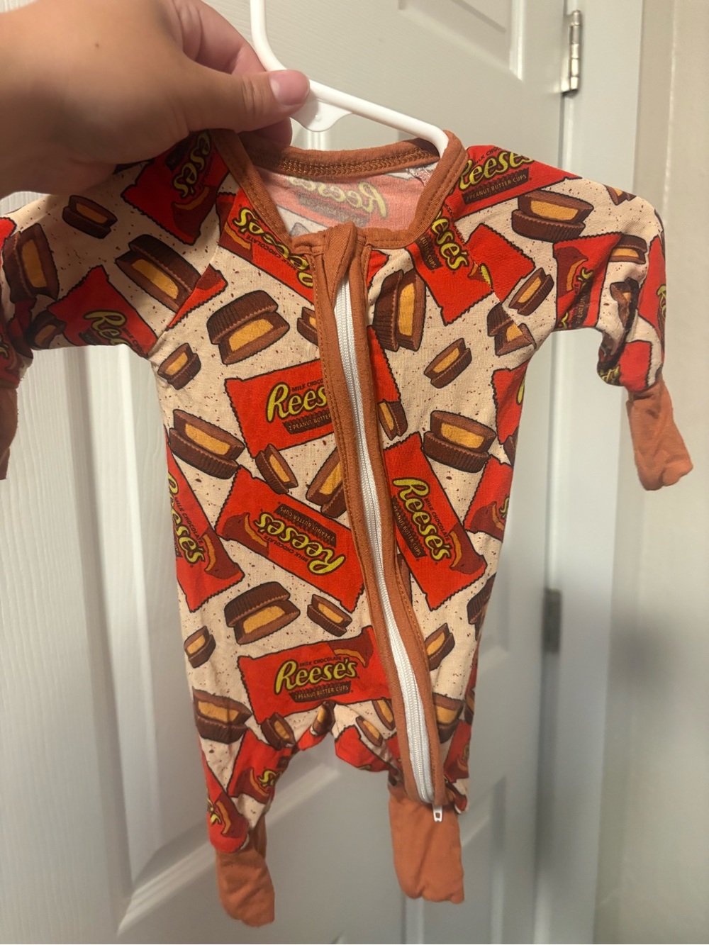 Orange Print Baby One-Piece Zipper Pajamas